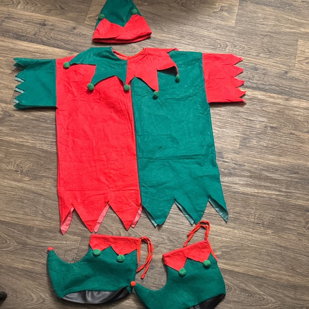 Festive Elf Costume for Kids - Red and Green